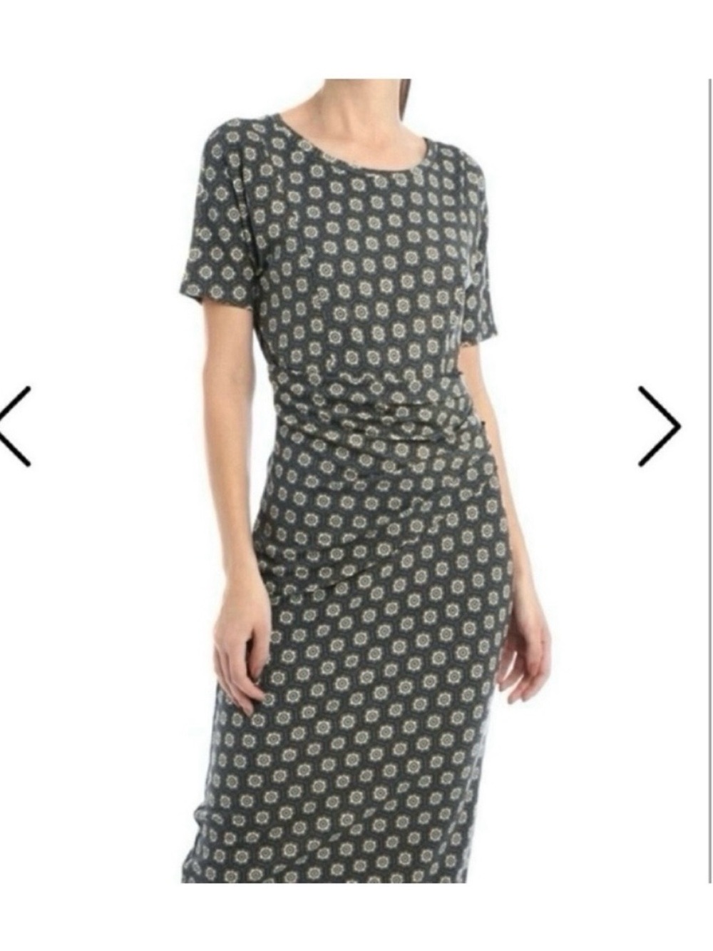 Maxmara Weekend Line Short Sleeve Ruched Drape Midi Total Pattern Dress
